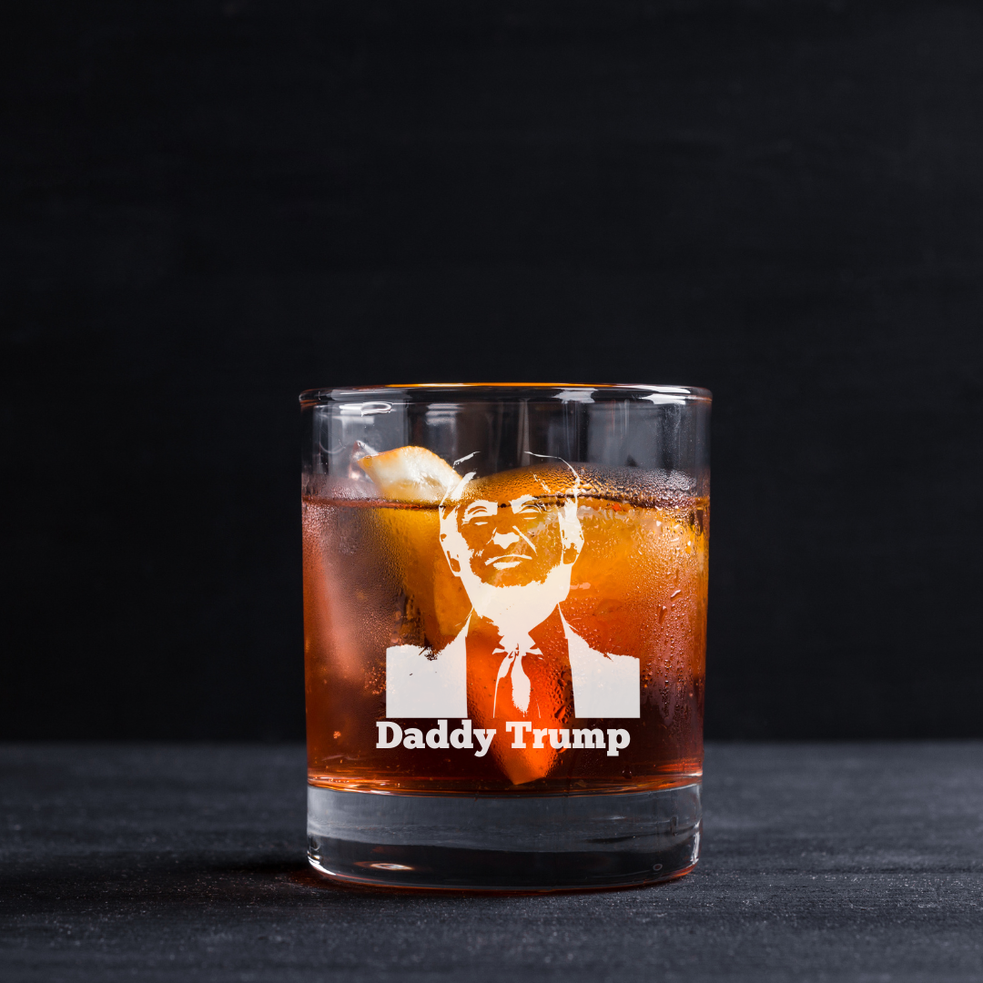 Custom Engraved Daddy Trump Whiskey Glass – 11 oz Standard Rocks Glass