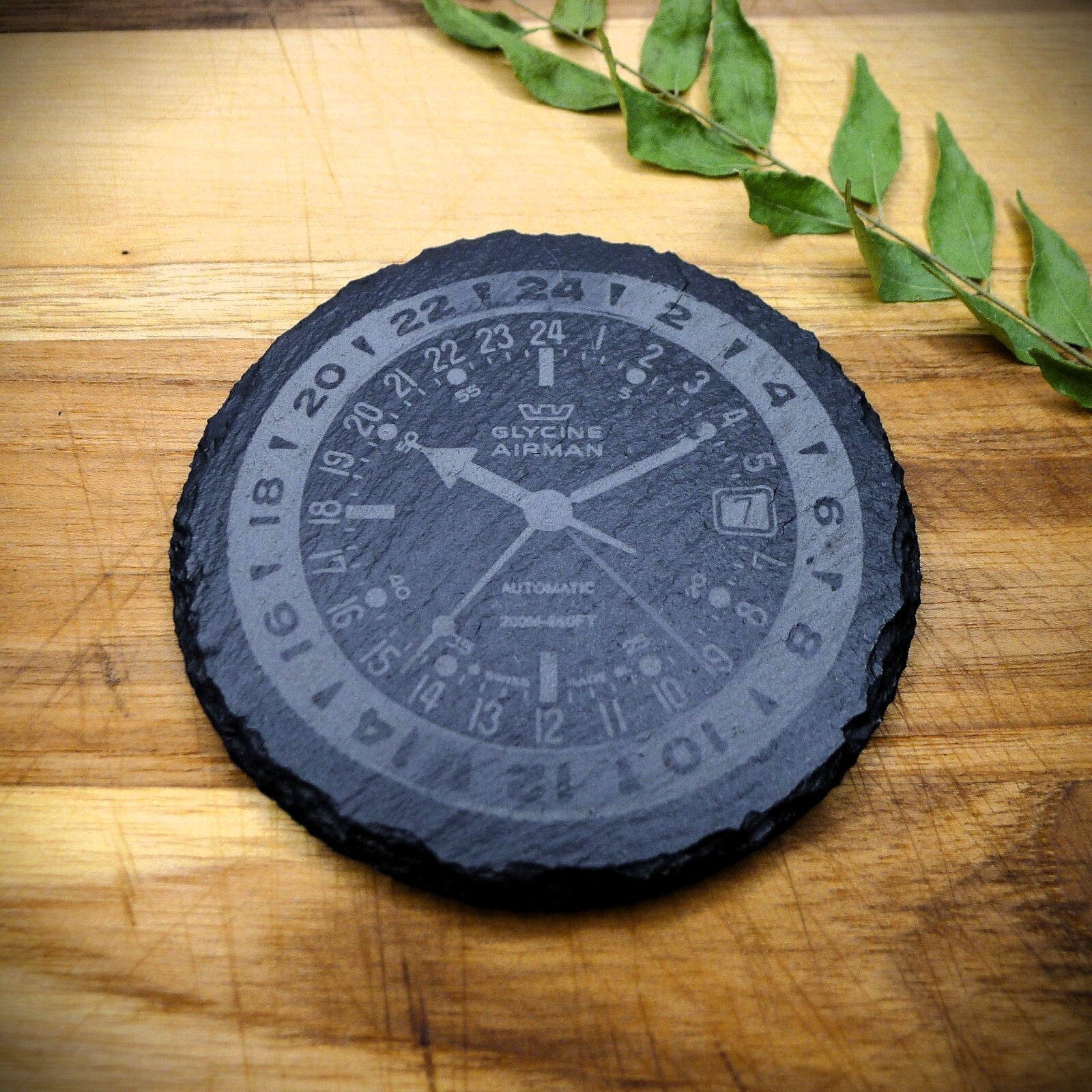 Glycine Airman 17 GMT Slate Coaster Brand New Hand Made Laser Engraved