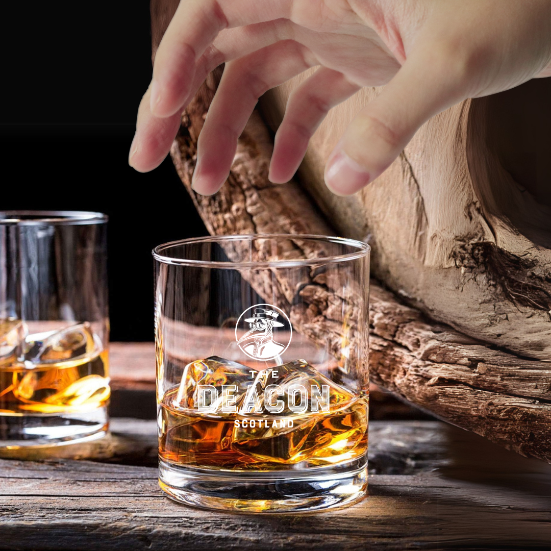 Custom Engraved The Deacon Scotland Whiskey Glass – 7 oz Small Rocks Glass