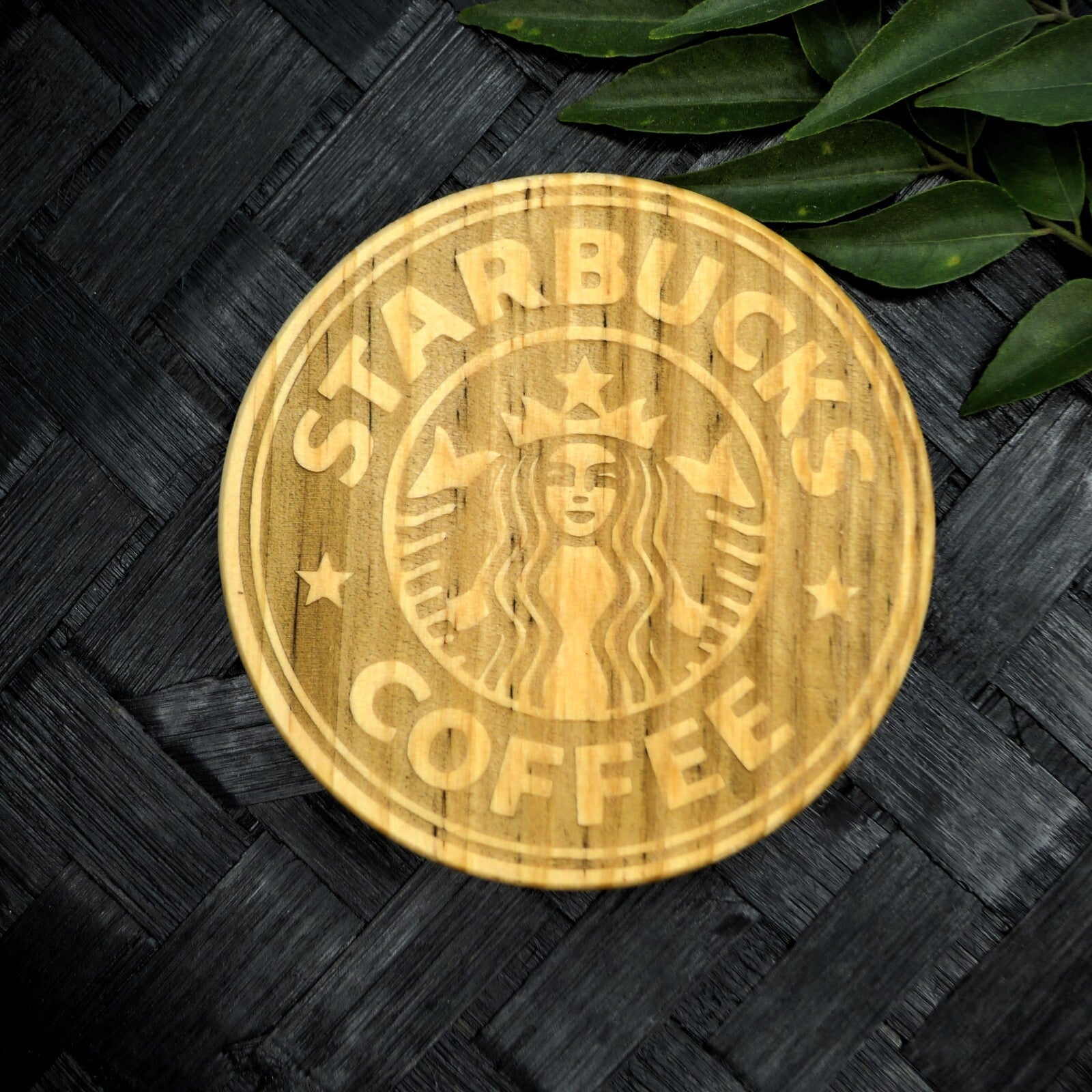 Starbucks Siren Coaster Set - Brand New Hand Made Laser Engraved Rustic Fan Art