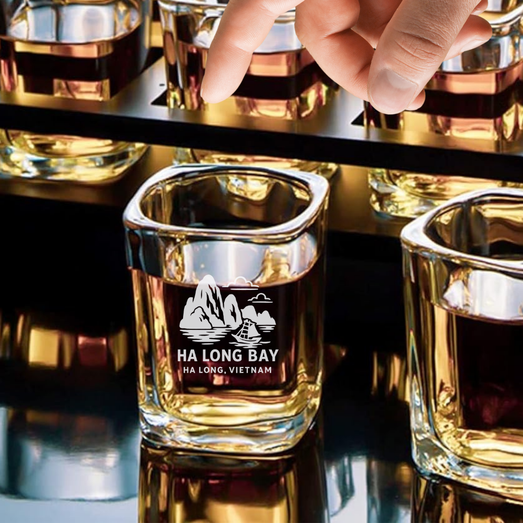 Custom Engraved Ha Long Bay Shot Glass – 2.2 oz Square Shot Glass
