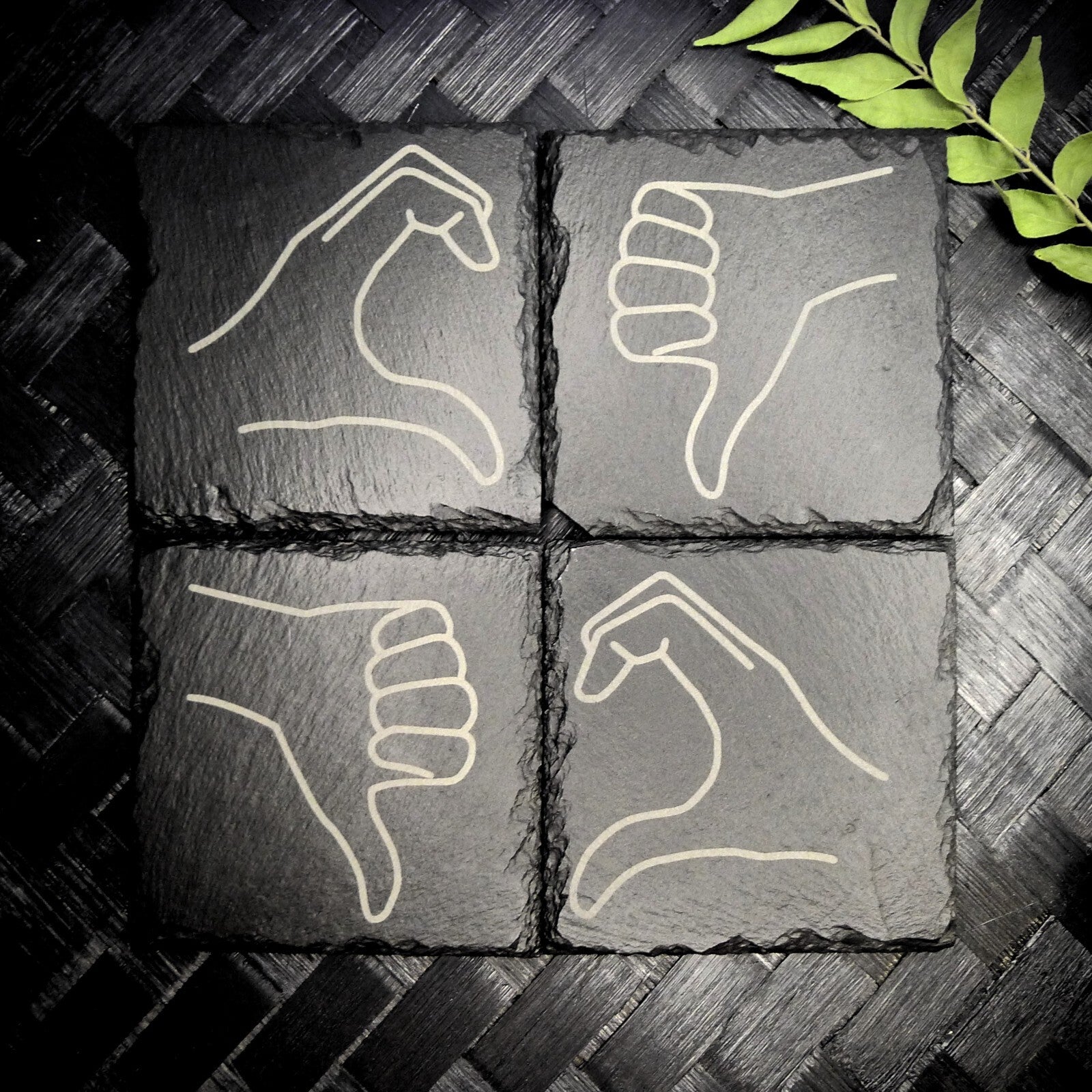 Friendzone Slate Coaster Set – Brand New Laser Engraved Hand Made Home Decor