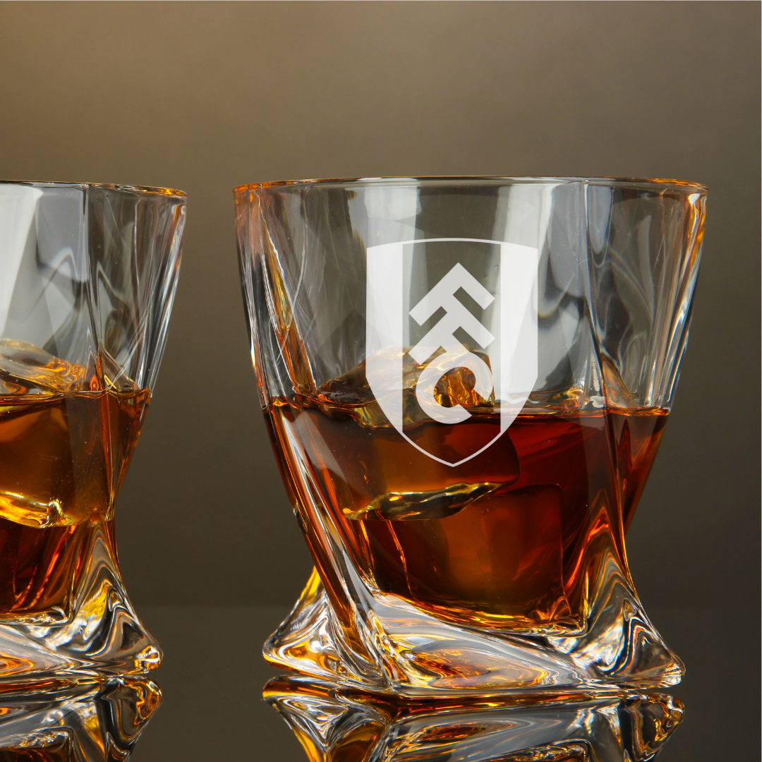 Custom Engraved Fulham F.C. Whiskey Glass – 10 oz Twisted Rocks Glass
