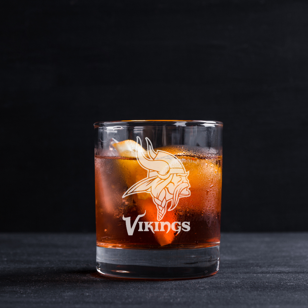 Custom Engraved Minnesota Vikings Whiskey Glass – 11 oz Rocks Glass