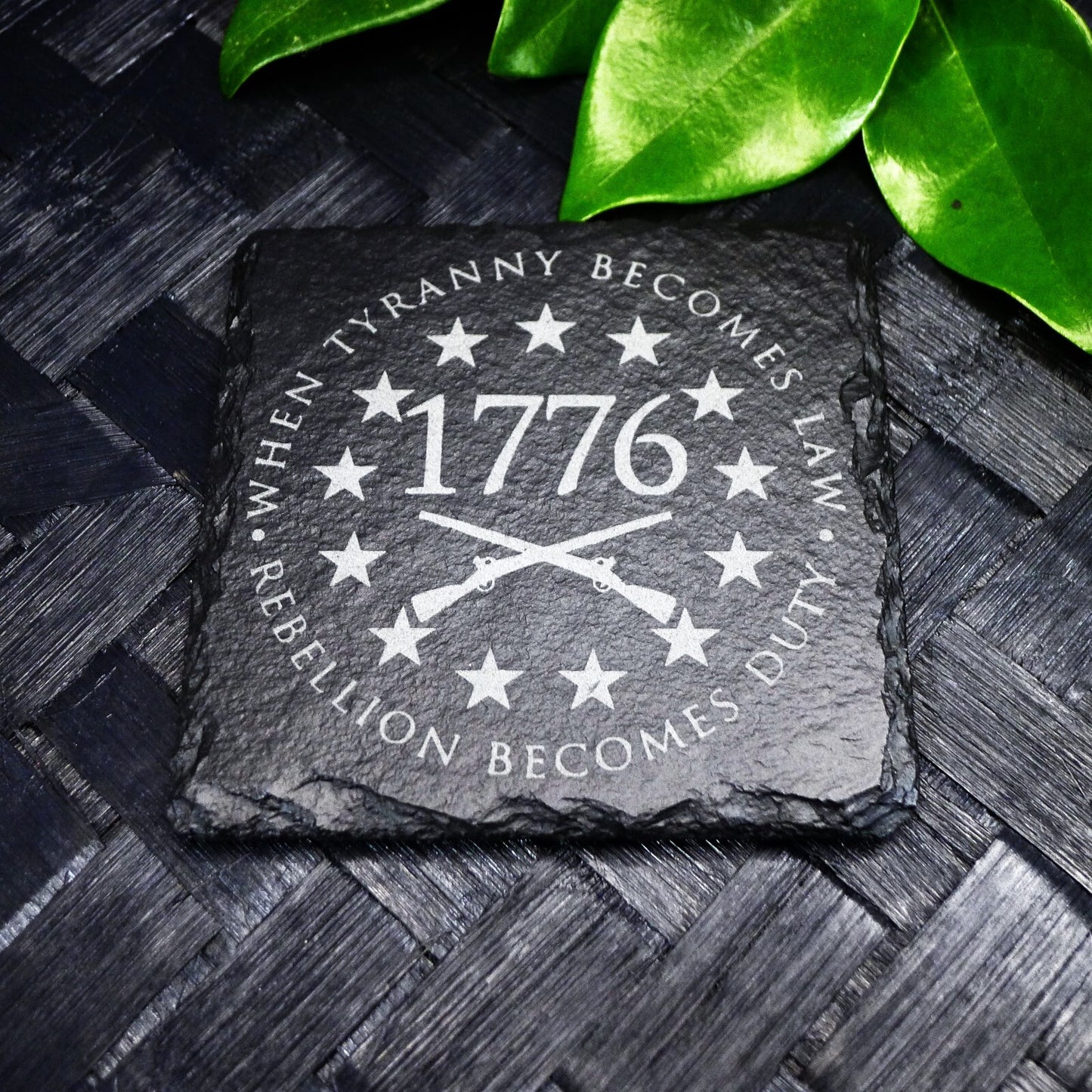 Patriotic 1776 America Flag Slate Coaster Set Brand New Hand Made Laser Engraved