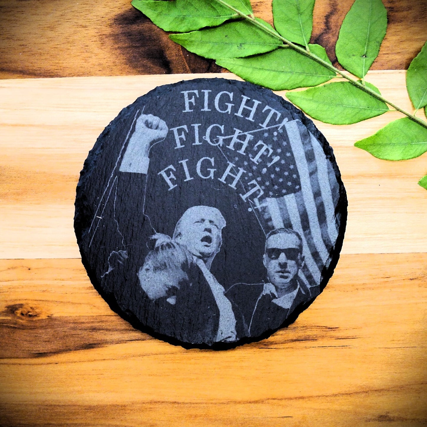 Trump 2024 FIGHT Never Surrender Assassination MAGA Slate Coaster Set