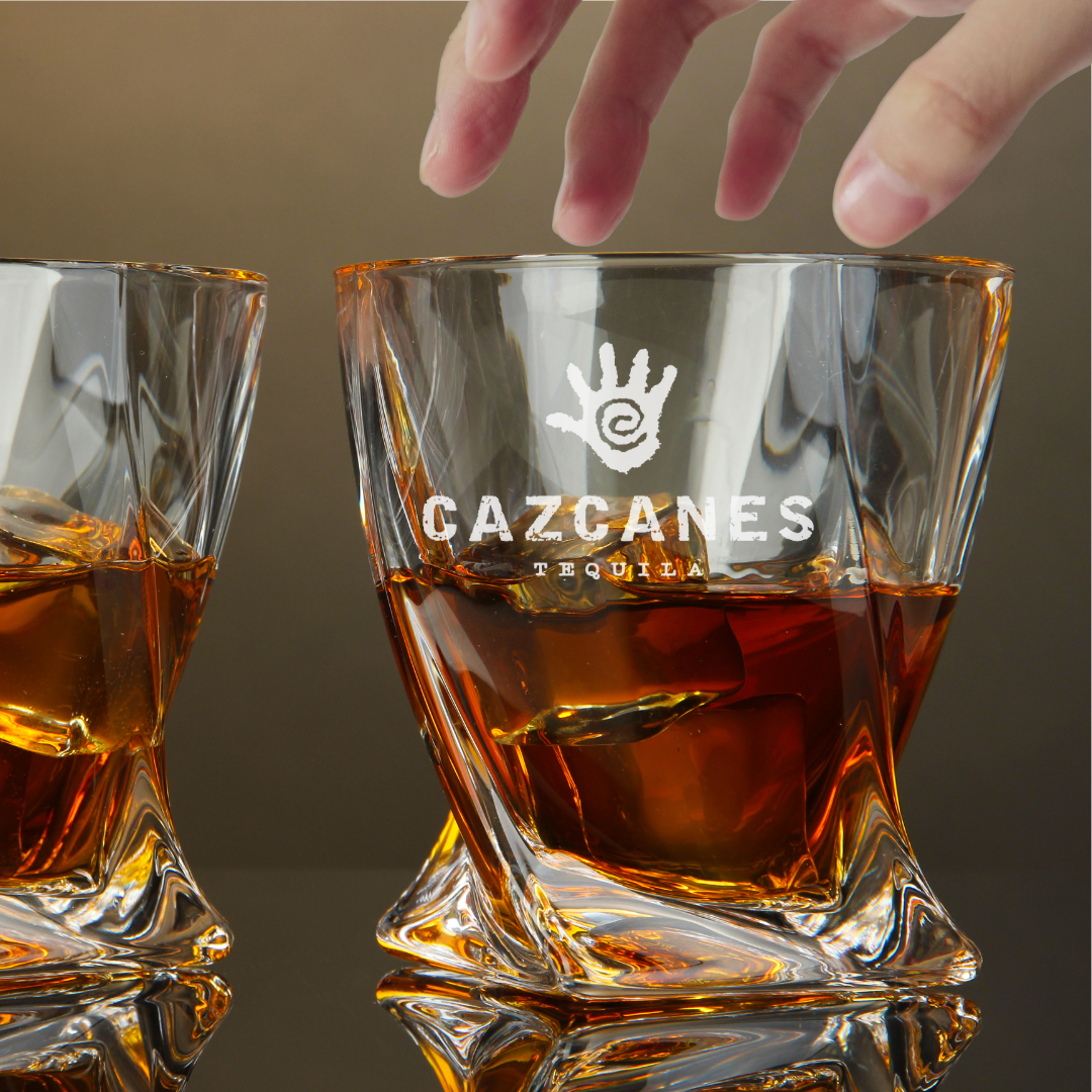 Custom Engraved Cazcanes Whiskey Glass – 10 oz Twisted Rocks Glass New