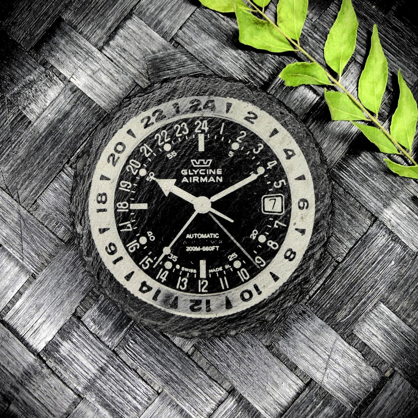 Glycine Airman 17 GMT Slate Coaster Brand New Hand Made Laser Engraved