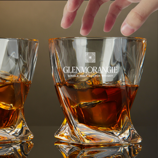 Custom Engraved Glenmorangie Whiskey Glass – 10 oz Twisted Rocks Glass