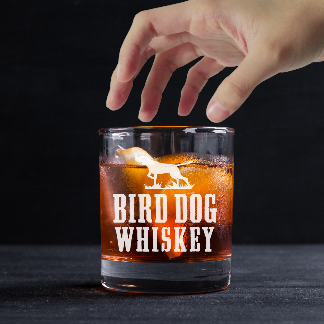Custom Engraved Bird Dog Whiskey Glass – 11 oz Standard Rocks Glass
