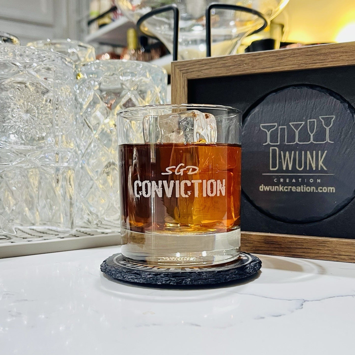 Custom Engraved Southern Grace Distilleries SGD Conviction Whiskey Glass 11 oz