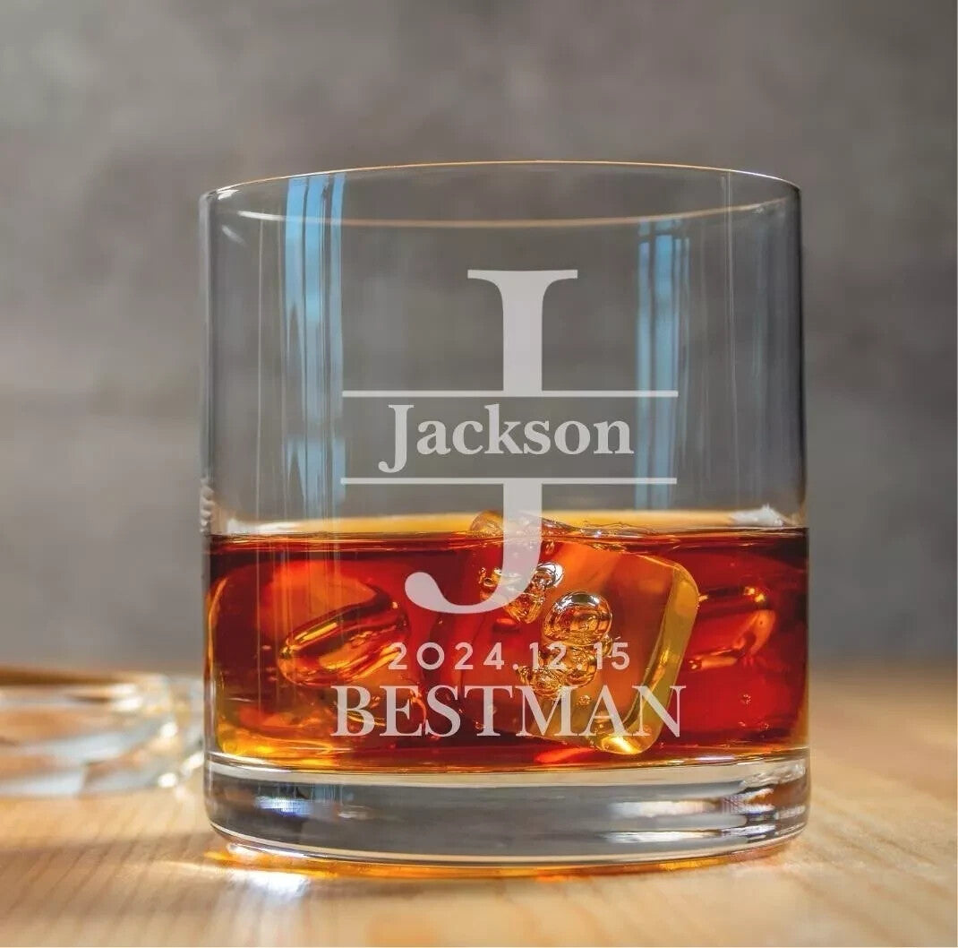 Custom Engraved Whiskey Glass 10 oz Twisted Personalized Bourbon Scotch Cocktail