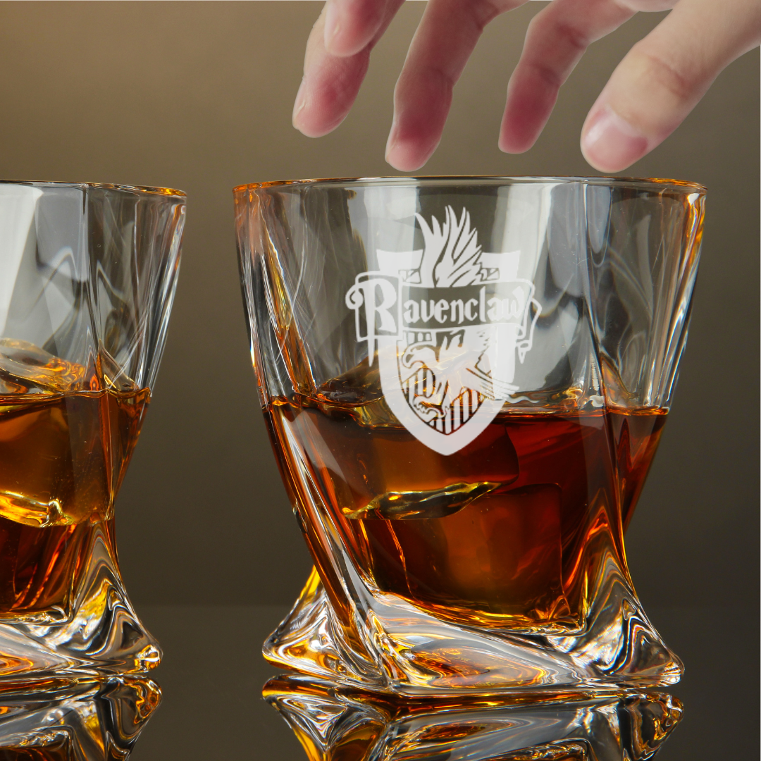 Custom Harry Potter House Ravenclaw Whiskey Glass – 10 oz Twisted Rocks Glass