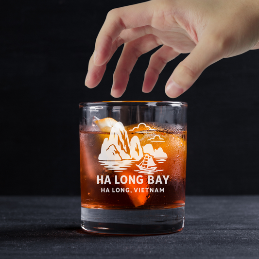 Custom Engraved Ha Long Bay Vietnam Whiskey Glass – 11 oz Standard Rocks Glass
