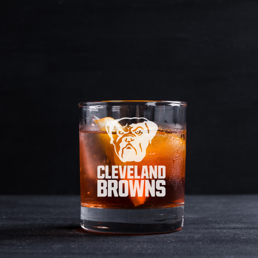Custom Engraved Cleveland Browns Whiskey Glass – 11 oz Rocks Glass