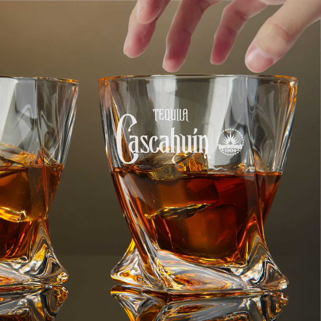 Custom Engraved Cascahuin Whiskey Glass – 10 oz Twisted Rocks Glass New