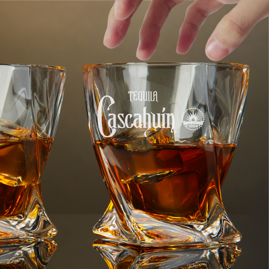 Custom Engraved Cascahuin Whiskey Glass – 10 oz Twisted Rocks Glass New