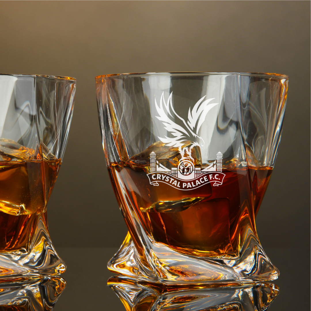 Custom Engraved Crystal Palace F.C. Whiskey Glass – 10 oz Twisted Rocks Glass