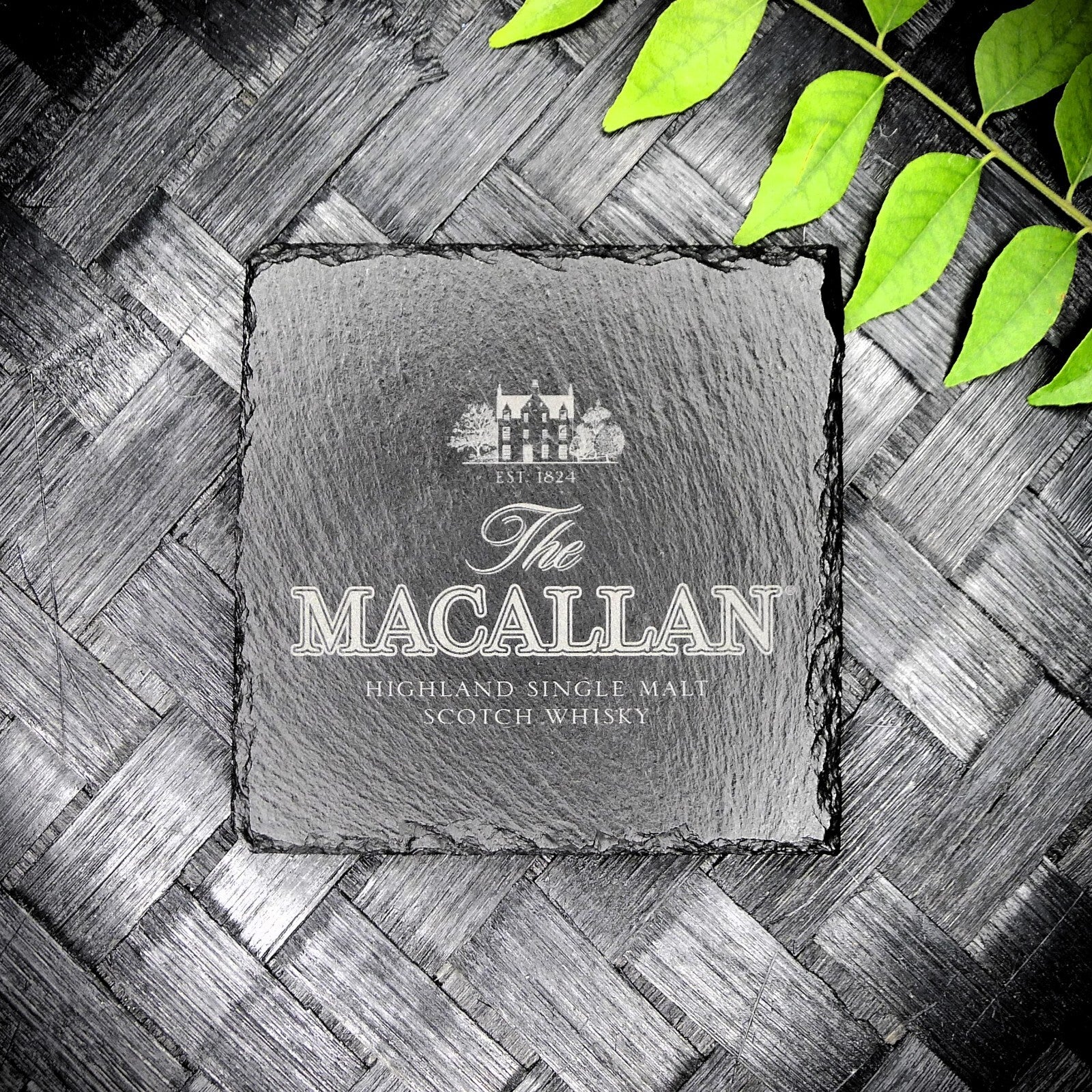 Macallan Whisky Slate Coaster Brand New Handcrafted Laser Engraved Square