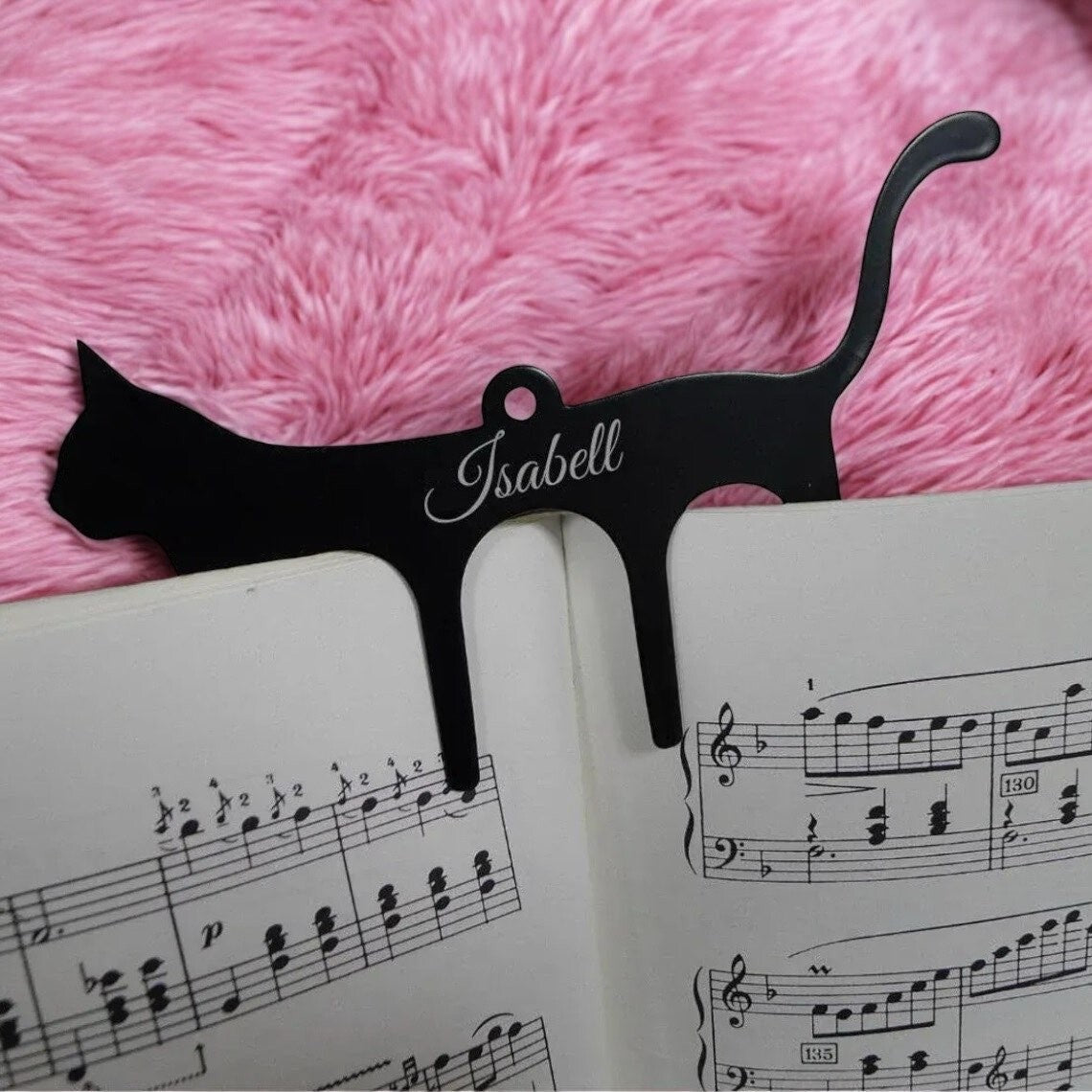 Personalized Metal Cat Shape Music Book Page Holder Clip Laser Engrave Name