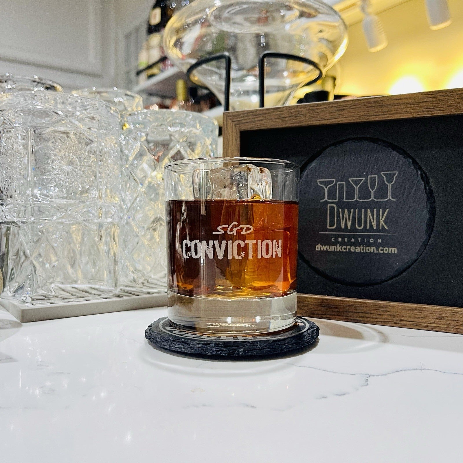 Custom Engraved Southern Grace Distilleries SGD Conviction Whiskey Glass 11 oz