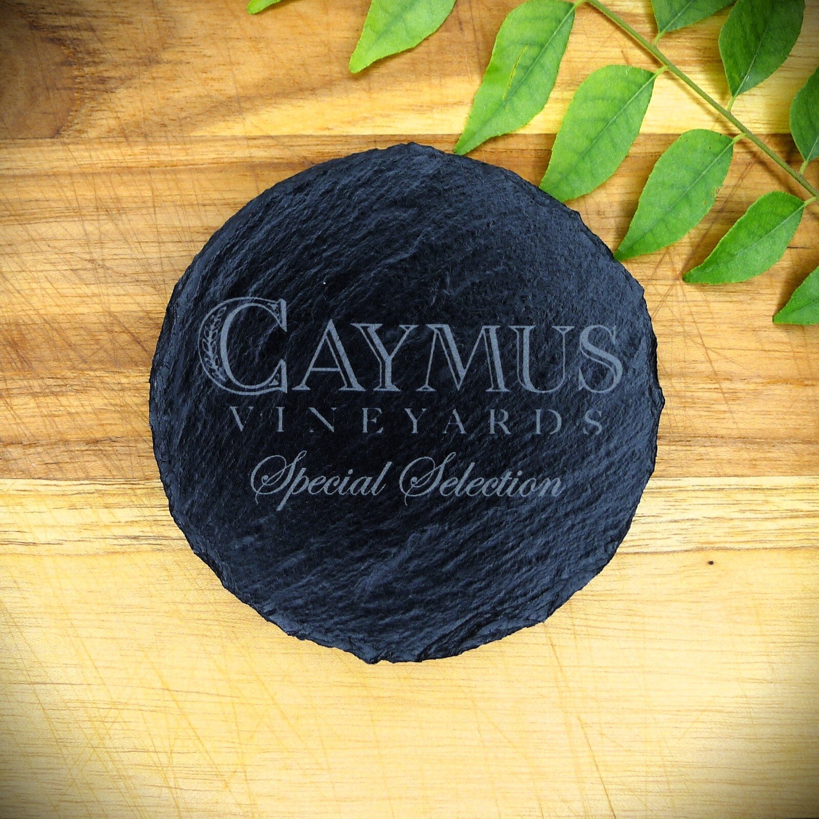 Caymus Vineyards Slate Coaster Brand New Handcrafted Laser Engraved Round
