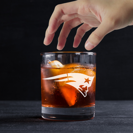 Custom Engraved New England Patriots Whiskey Glass - 11 oz Rocks Glass