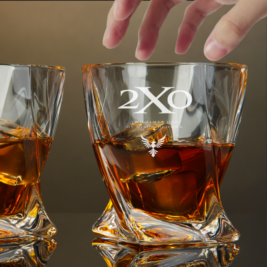 Custom Engraved 2XO Whiskey Glass – 10 oz Twisted Rocks Glass
