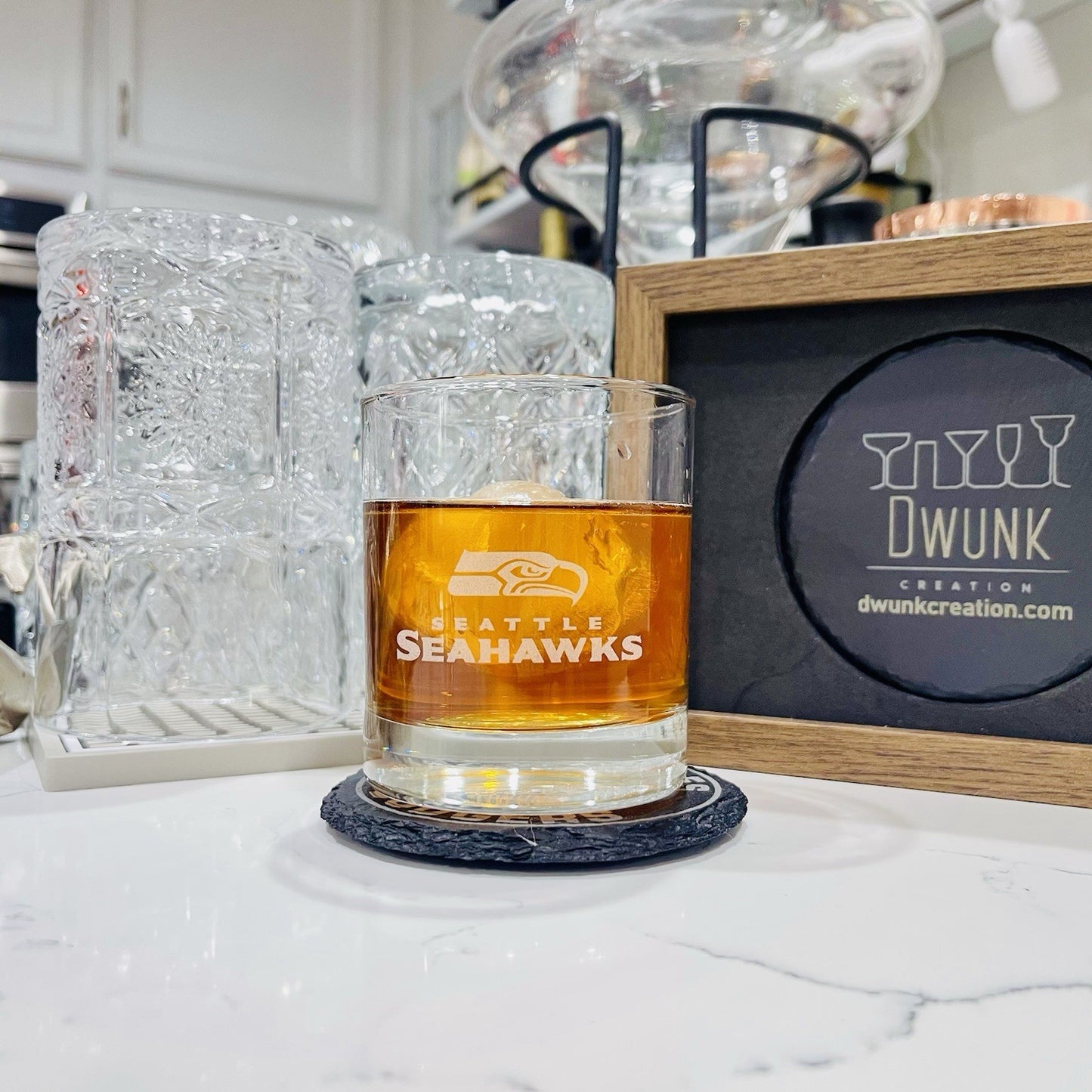 Custom Engraved Seattle Seahawks Whiskey Glass – 11 oz Rocks Glass