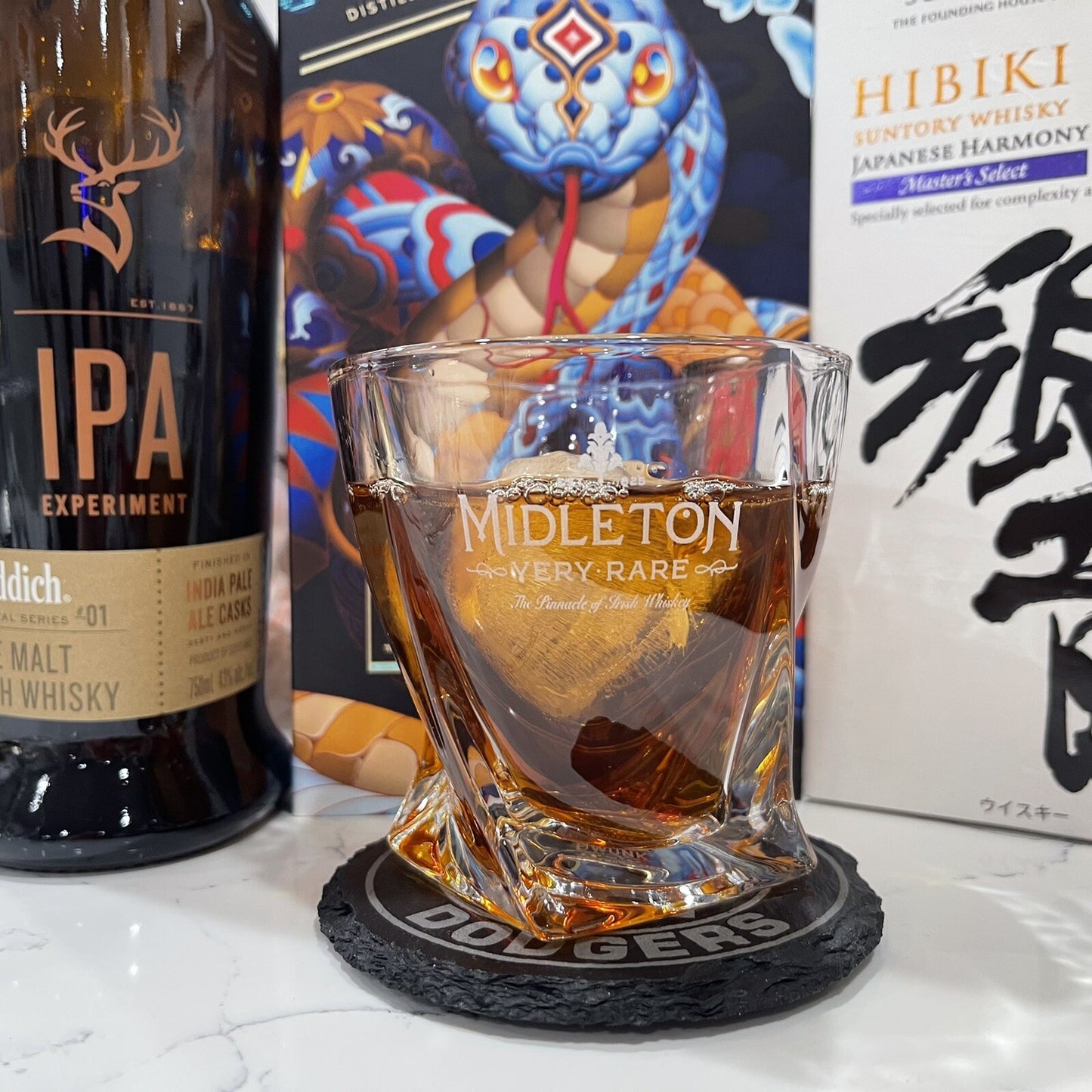 Custom Engraved Midleton Very Rare Whiskey Glass – 10 oz Twisted Rocks Glass