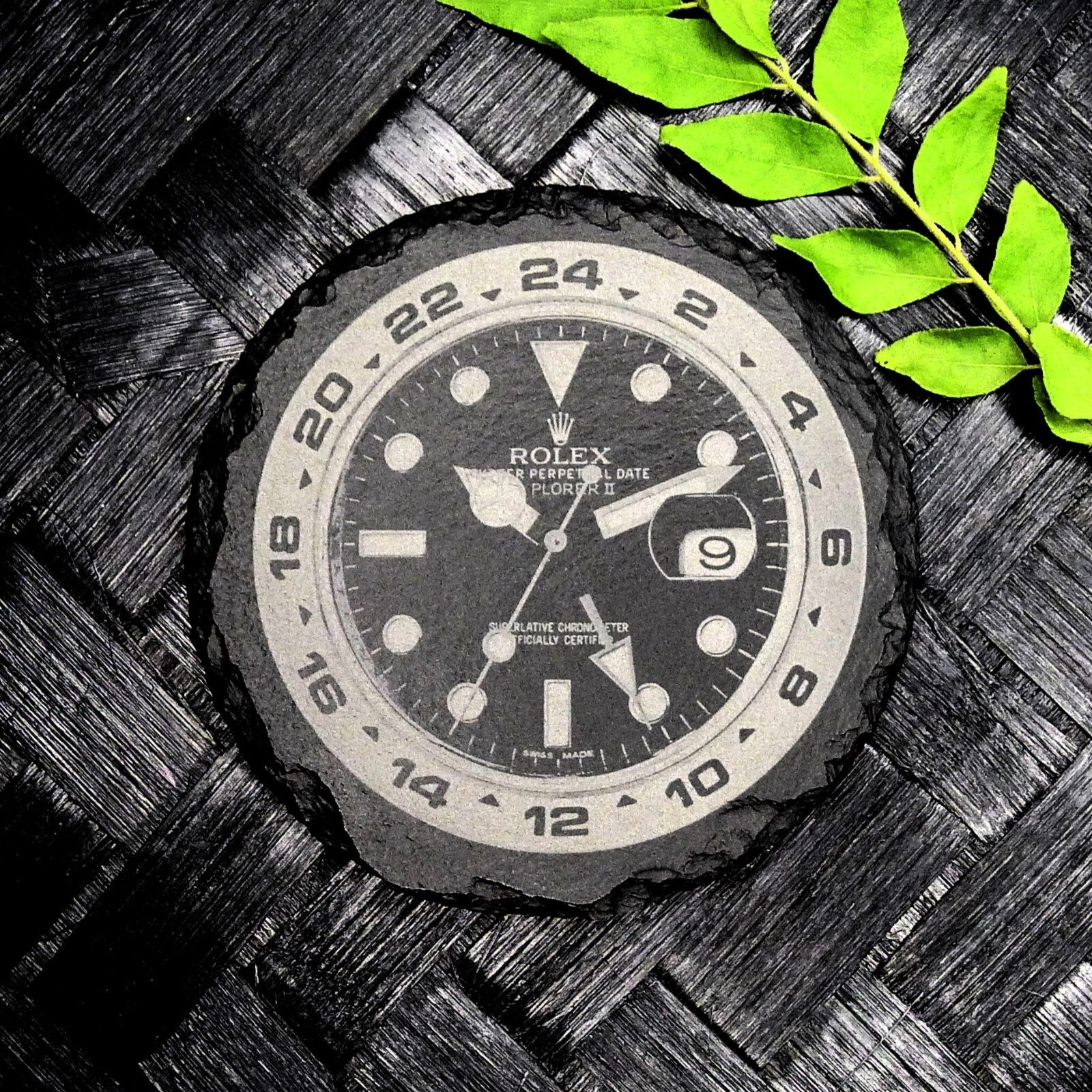 Rolex Explorer II 216570 Black Dial Slate Coaster Set Brand New Laser Engraved