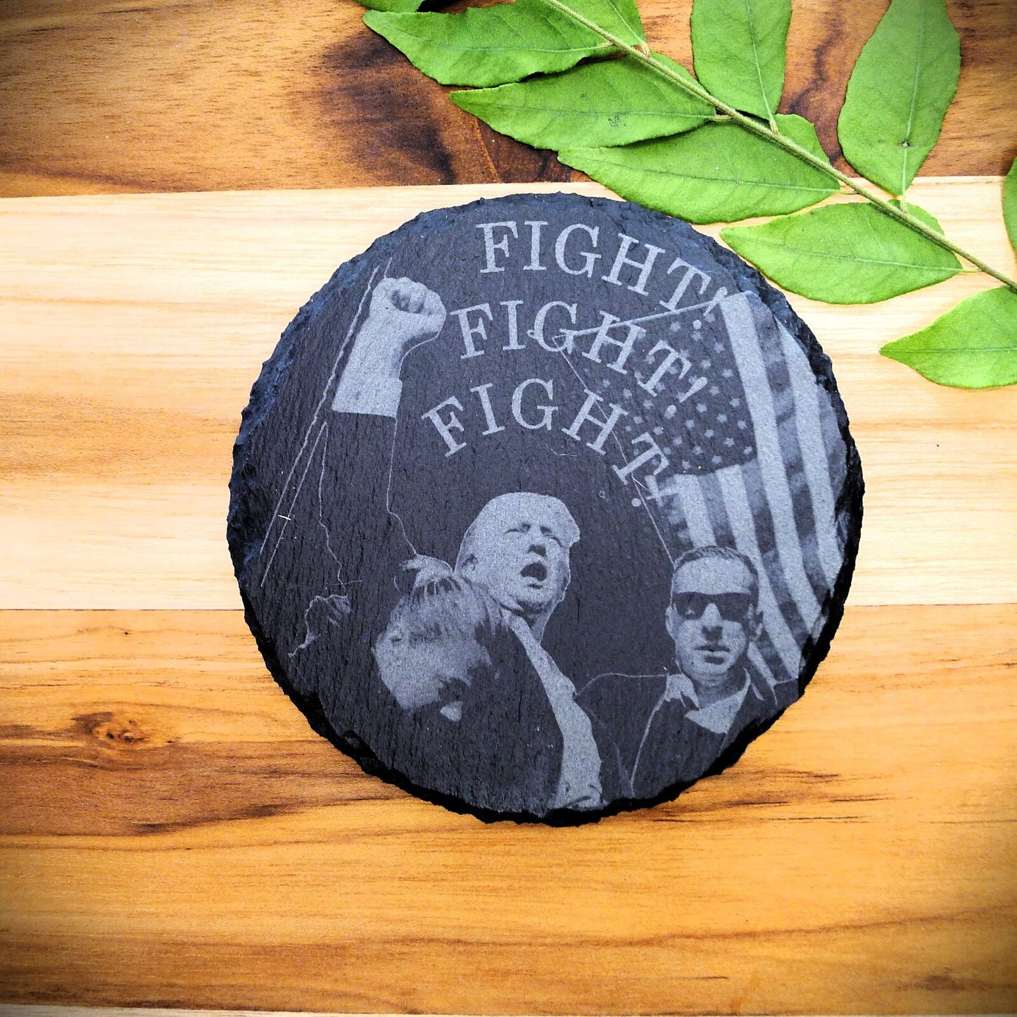 Trump 2024 FIGHT FIGHT FIGHT Slate Coaster Patriotic Home Decor MAGA