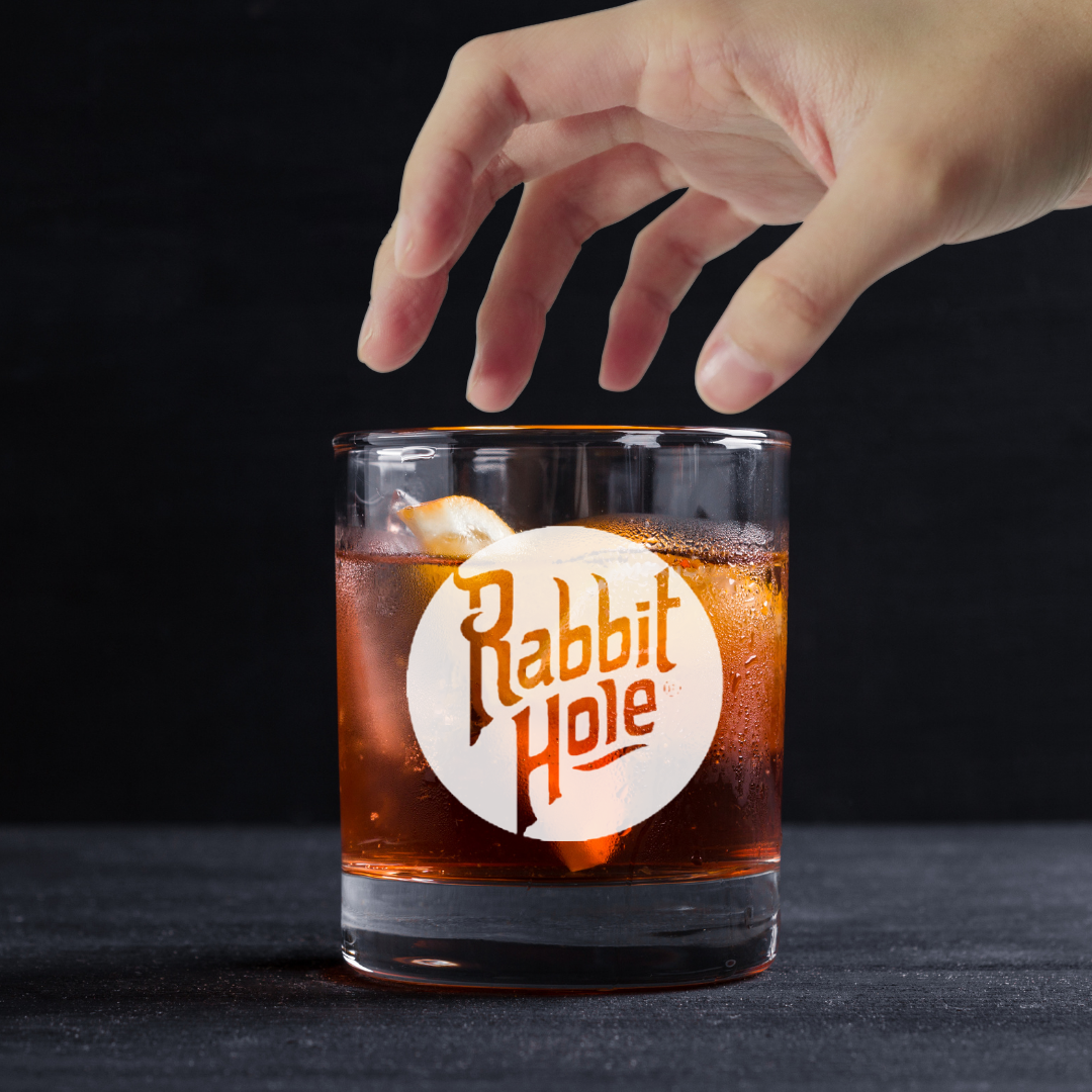 Custom Engraved Rabbit Hole Whiskey Glass – 11 oz Standard Rocks Glass
