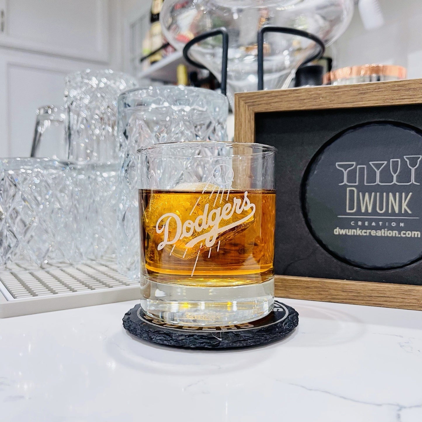 Custom Engraved Los Angeles Dodgers Whiskey Glass – 11 oz Standard Rocks Glass