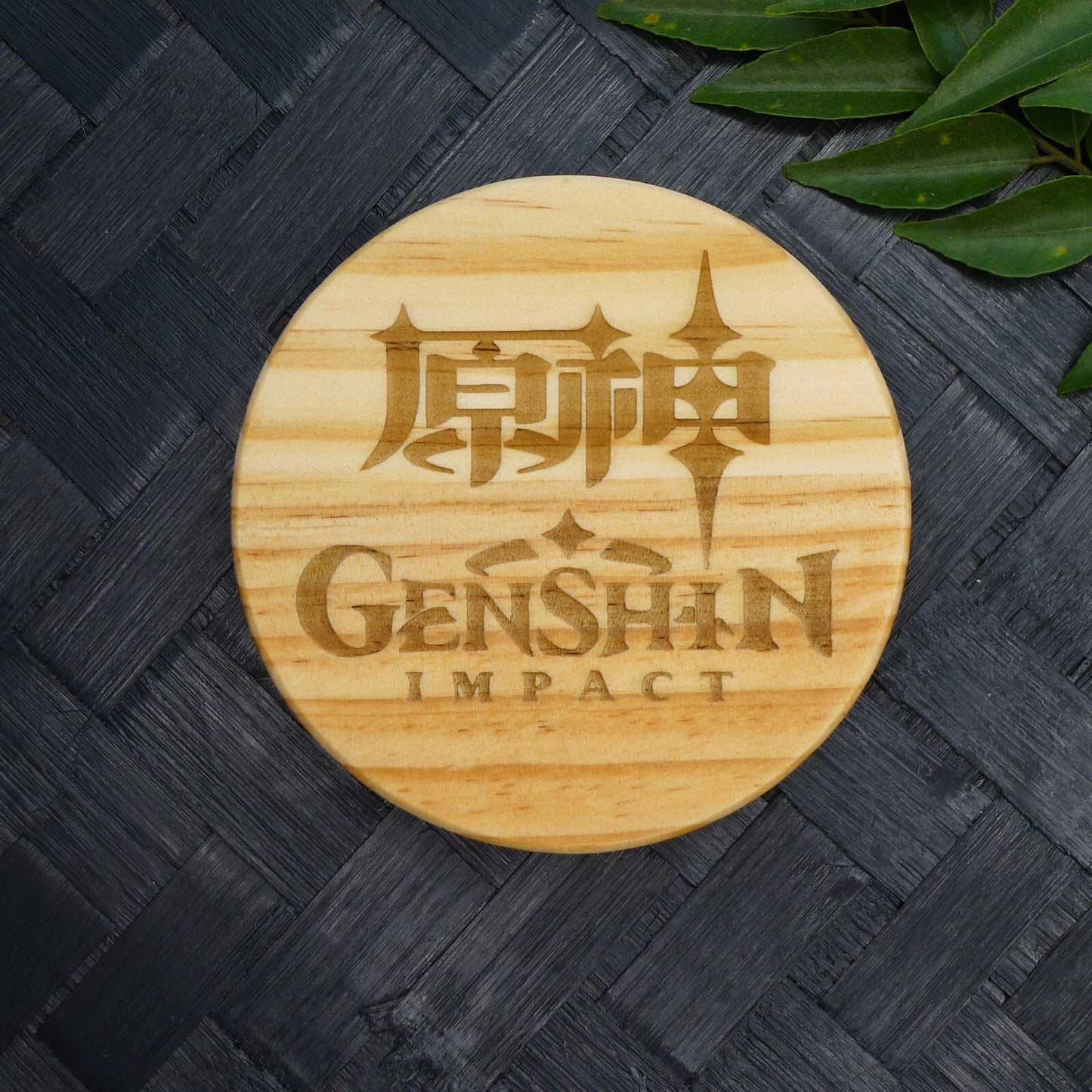 Genshin Impact Archon Wooden Coaster Set Elemental Inspired Gaming Gear