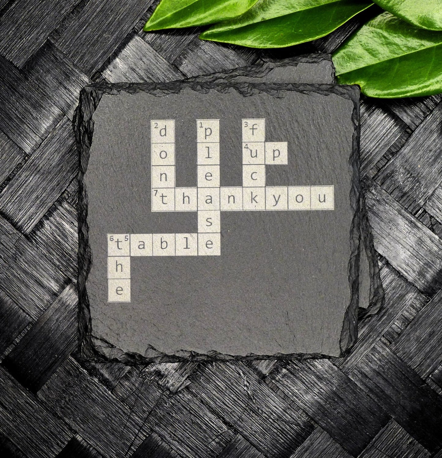 Don't F up the Table Crossword Puzzle Slate Coaster Brand New Hand Made Unique
