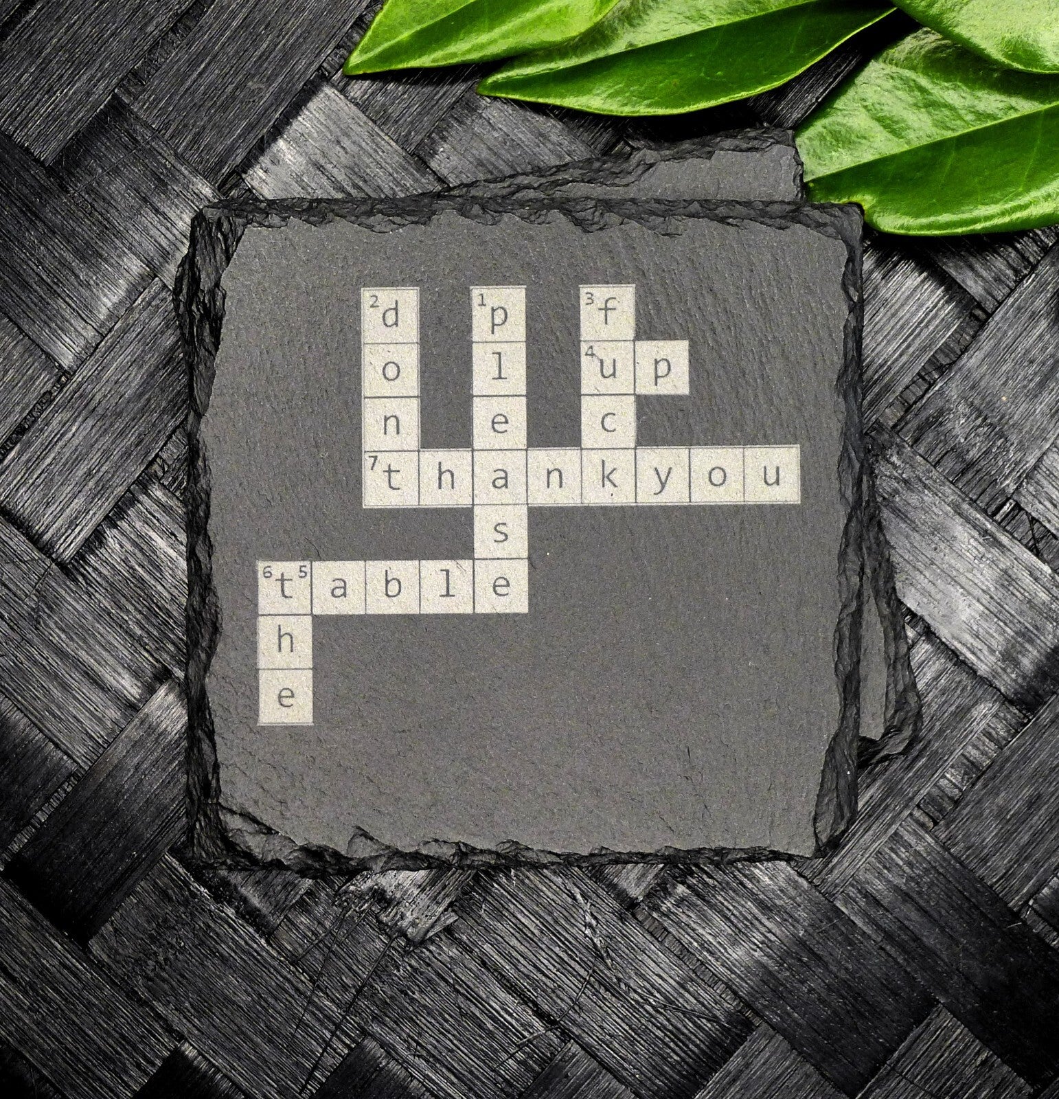 Don't F up the Table Crossword Puzzle Slate Coaster Brand New Hand Made Unique
