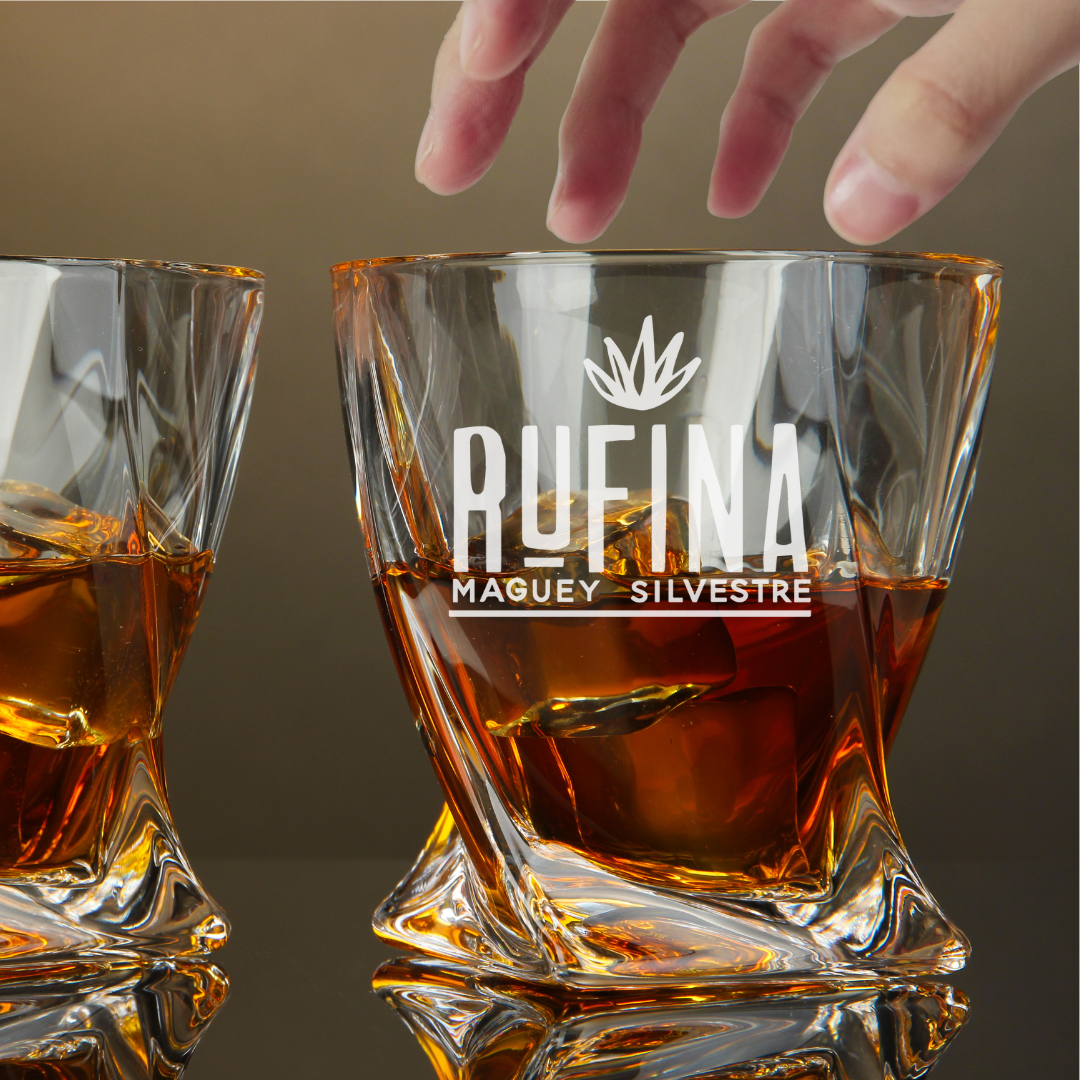 Custom Engraved Rufina Whiskey Glass – 10 oz Twisted Rocks Glass New