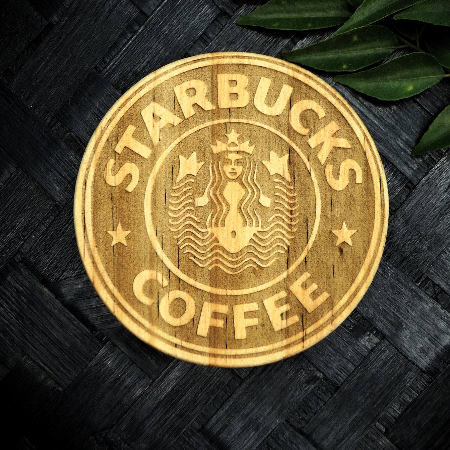 Starbucks Siren Coaster Set - Brand New Hand Made Laser Engraved Rustic Fan Art