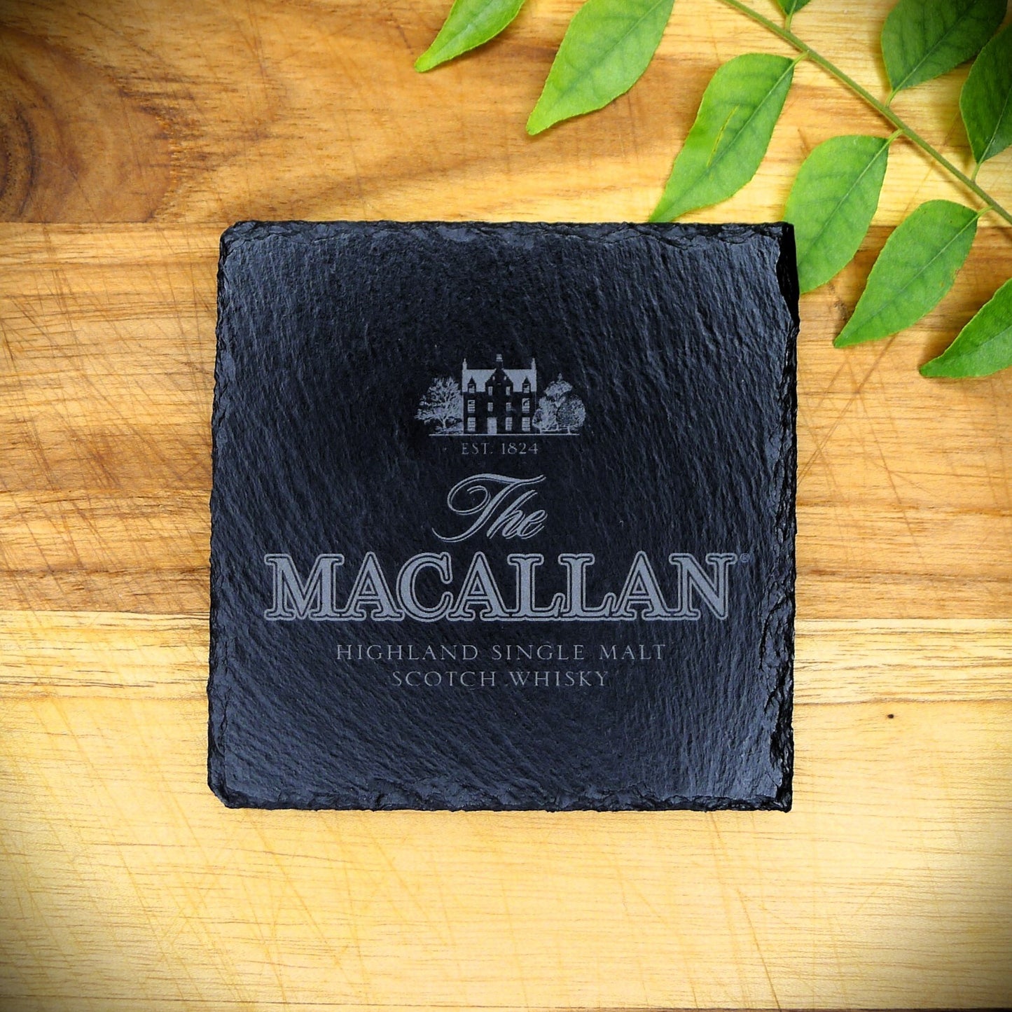 Macallan Whisky Slate Coaster Brand New Handcrafted Laser Engraved Square