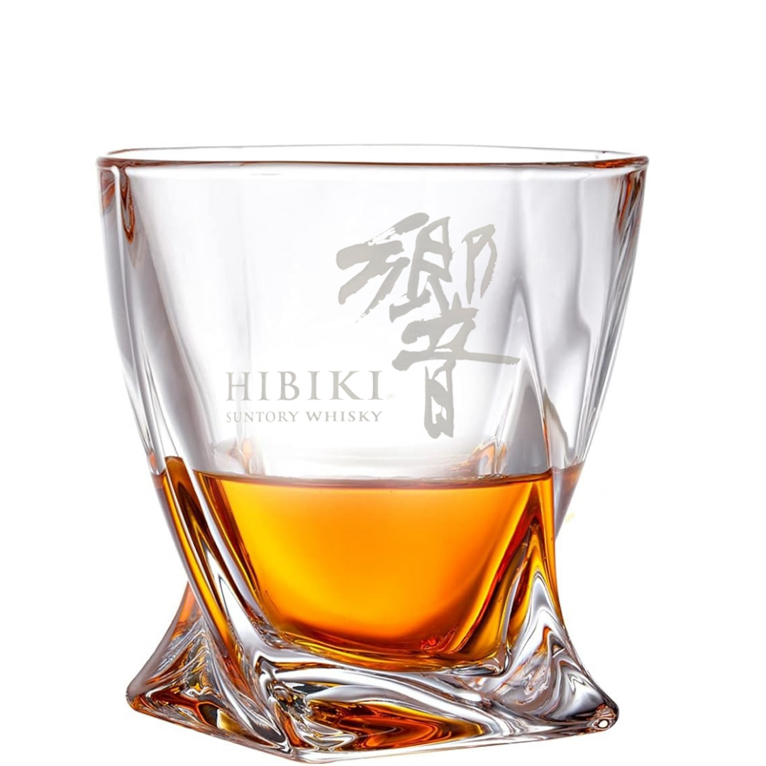 Custom Engraved Hibiki Twisted Whiskey Glass – 10 oz Rocks Glass New