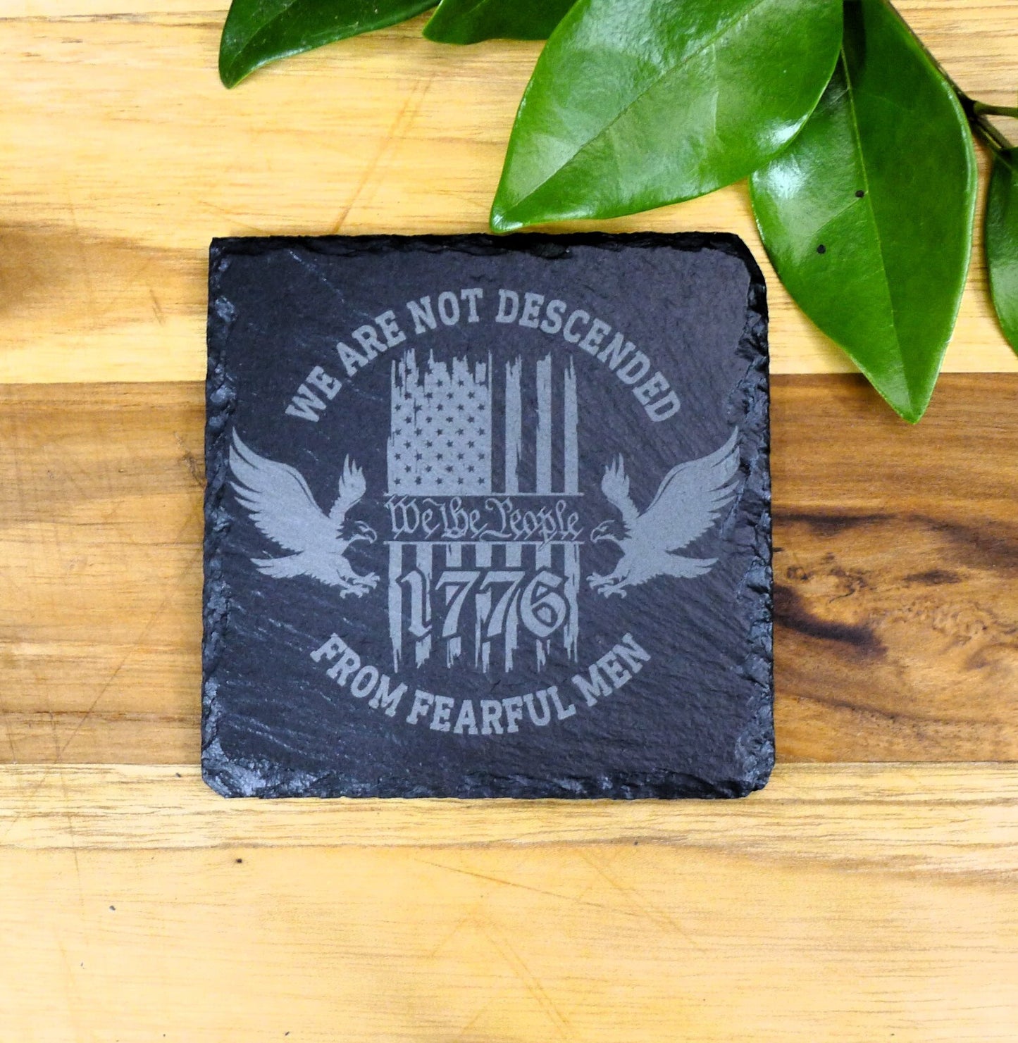 Patriotic 1776 America Flag Slate Coaster Set Brand New Hand Made Laser Engraved