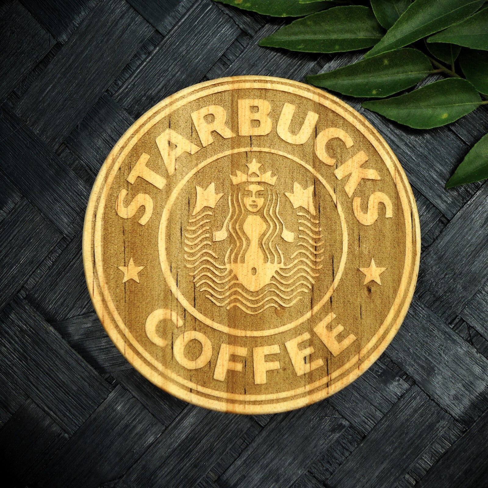 Starbucks Siren Coaster Set - Brand New Hand Made Laser Engraved Rustic Fan Art