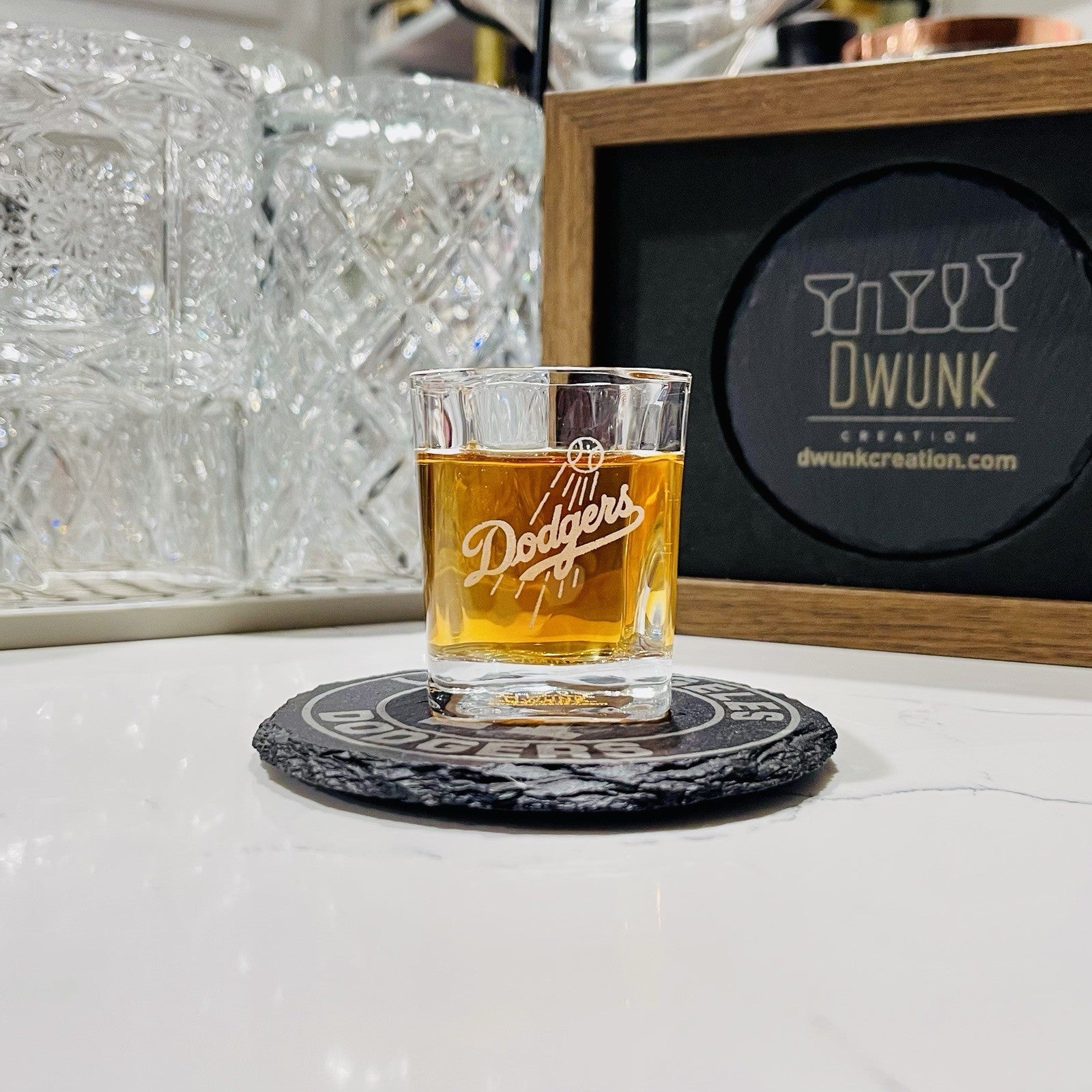 Custom Engraved Los Angeles Dodgers Shot Glass – 2.2 oz Square Shot Glass