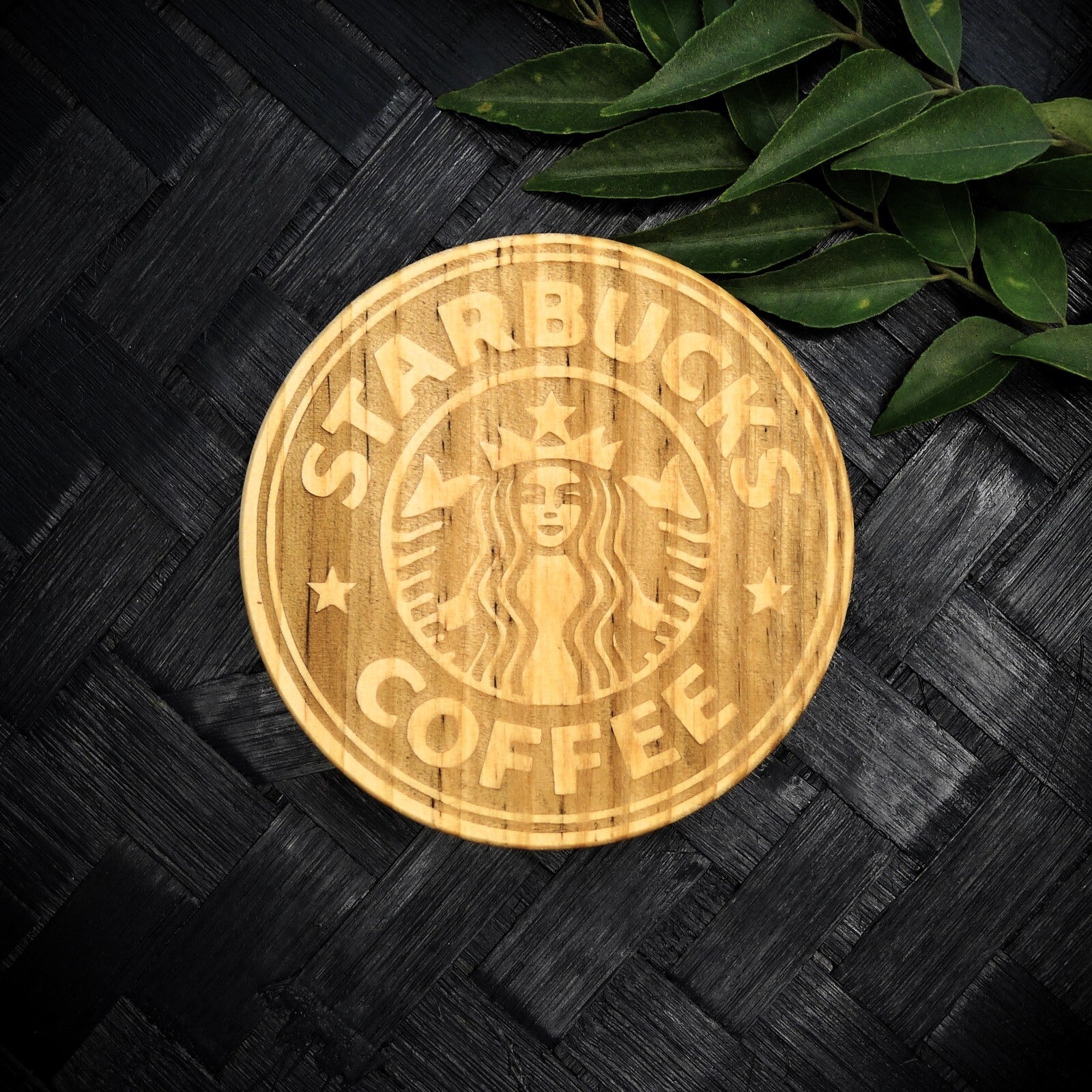 Starbucks Siren Coaster Set - Brand New Hand Made Laser Engraved Rustic Fan Art