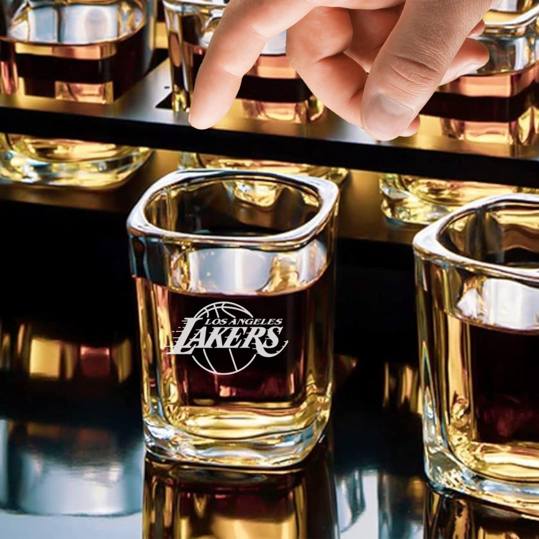 Custom Engraved Los Angeles Lakers Shot Glass – 2.2 oz Square Shot Glass