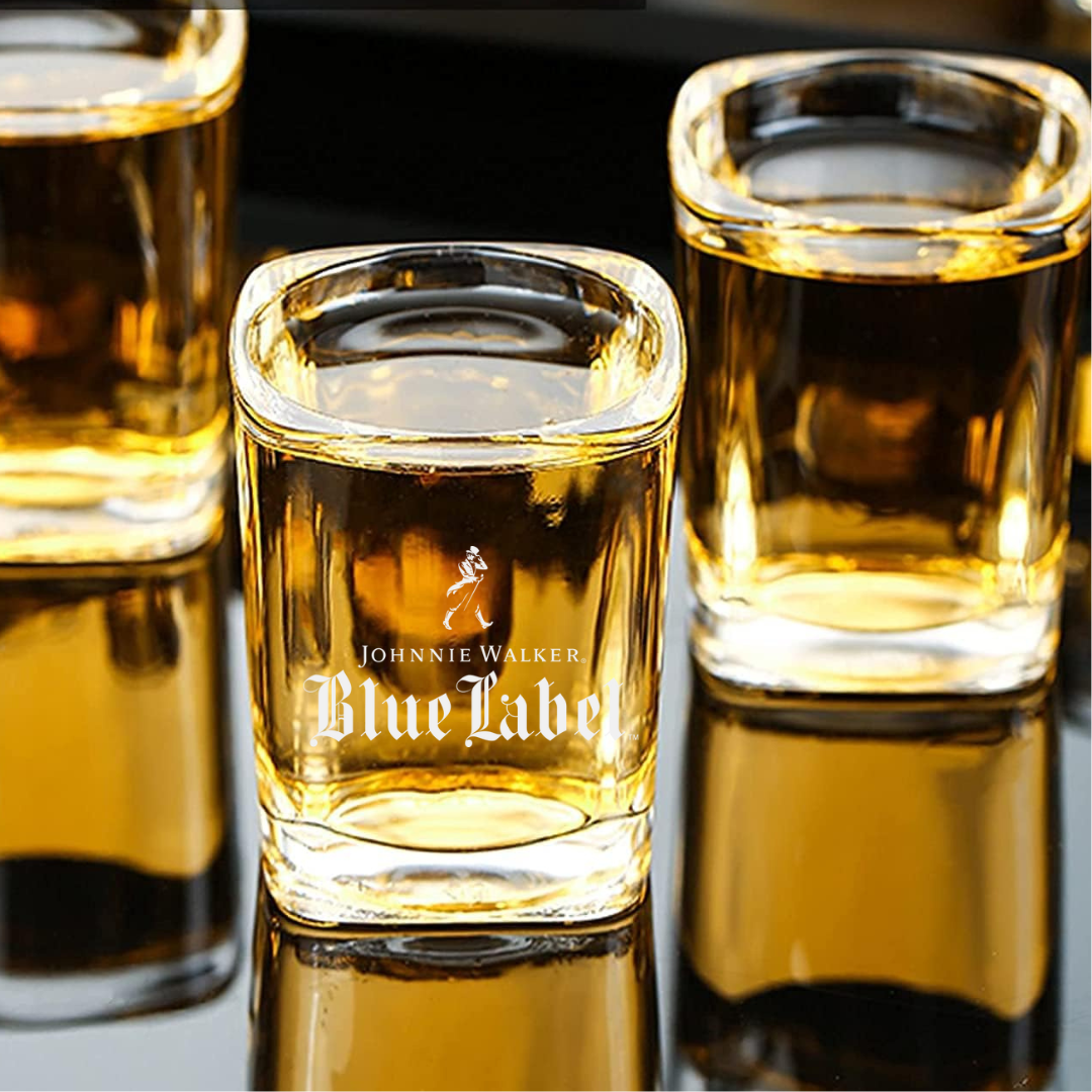 Pair Of 2 Johnnie Walker Blue Label Shot Glass – 2.2 oz Square Shot Glass