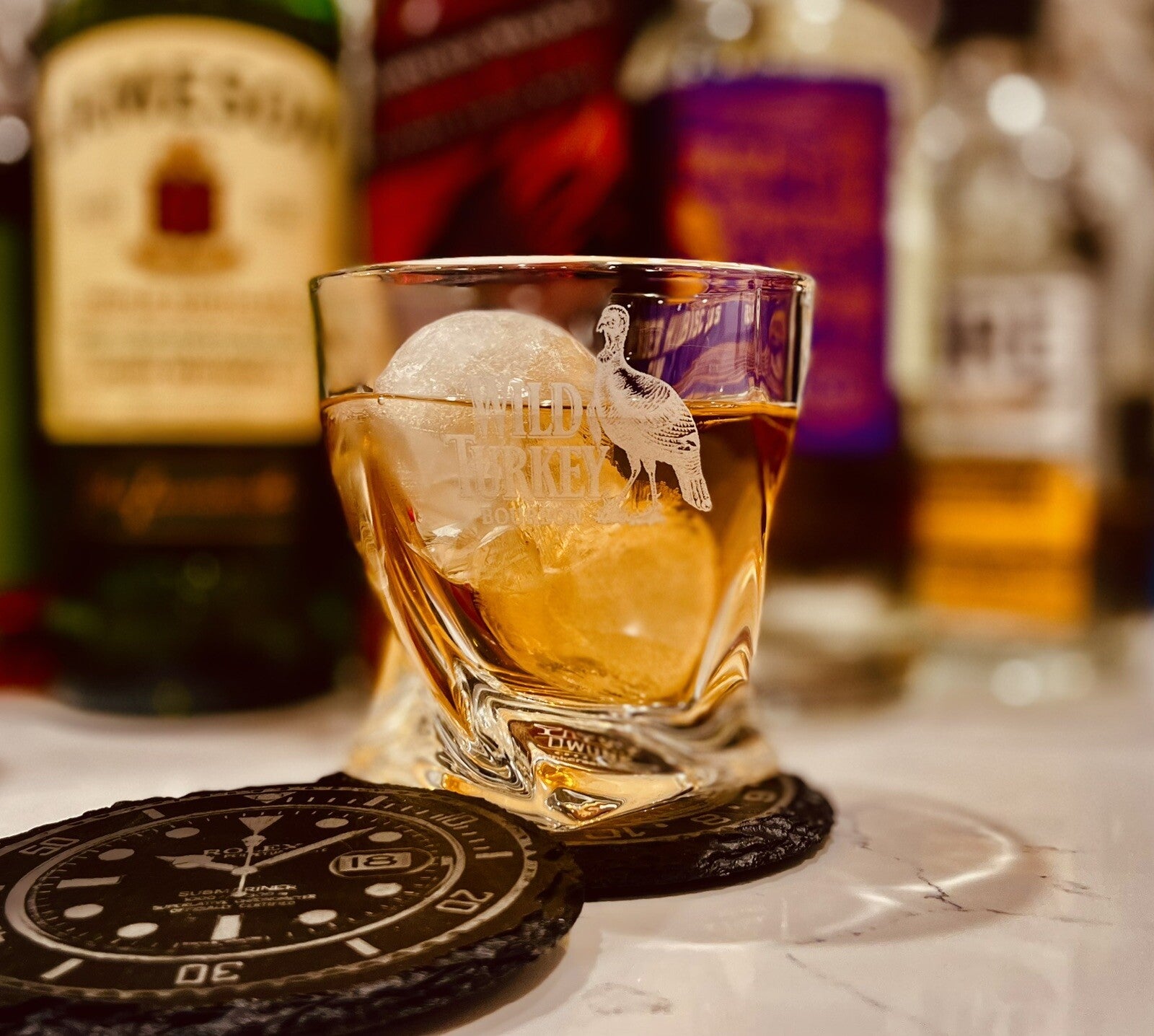 Custom Engraved Wild Turkey Bourbon Whiskey Glass 10 oz Twisted Rocks Glass NEW