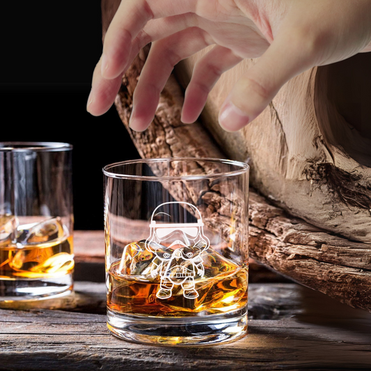 Custom Engraved Stormtrooper Whiskey Glass – 7 oz Small Rocks Glass