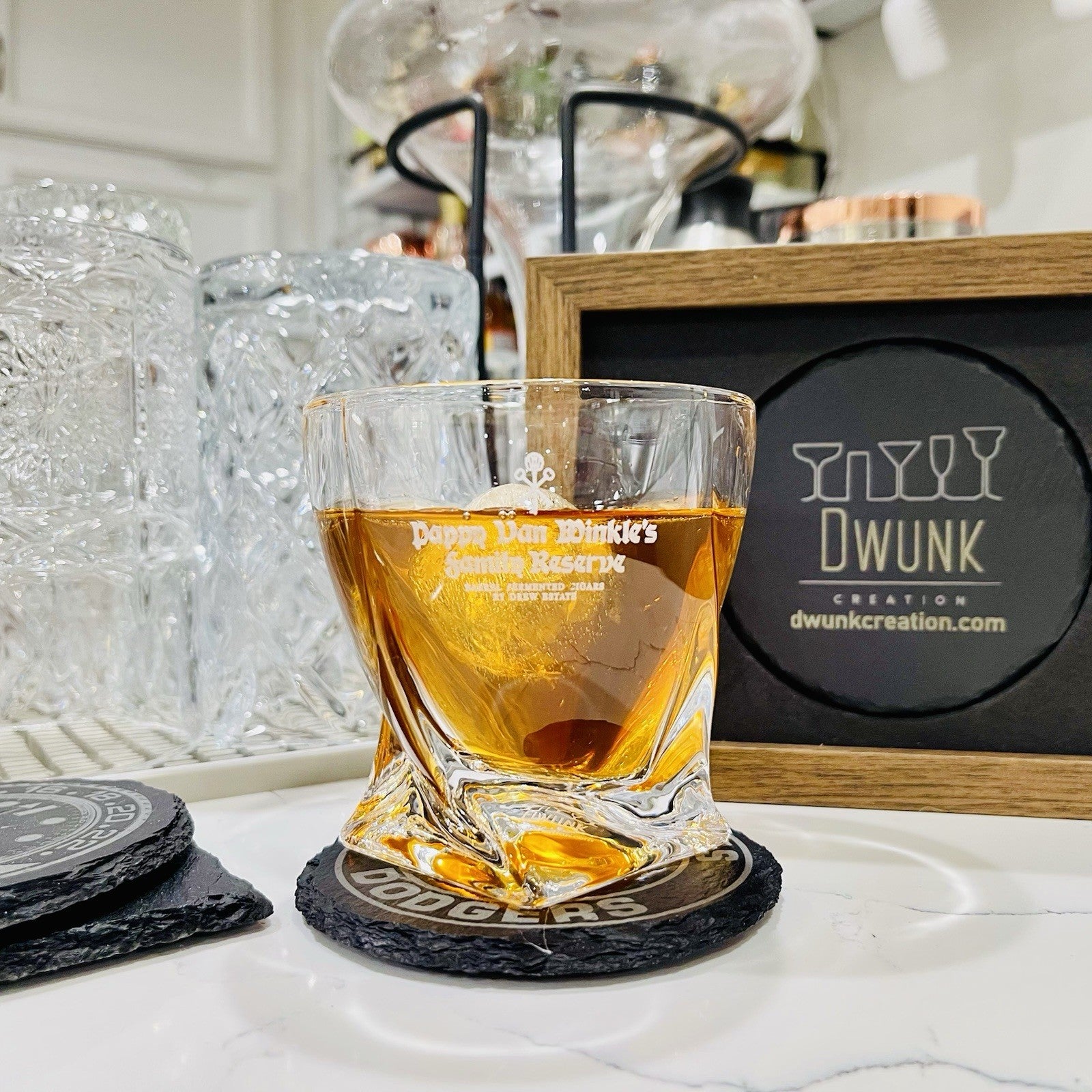 Custom Engraved Pappy Van Winkle's Family Reserve Twisted Whiskey Glass – 10 oz